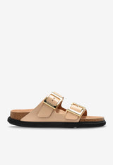 Birkenstock Arizona Droplet-Buckle Slides Beige 1029386 0-HIGH SHINE NEW BEIGE