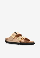 Birkenstock Arizona Droplet-Buckle Slides Beige 1029386 0-HIGH SHINE NEW BEIGE