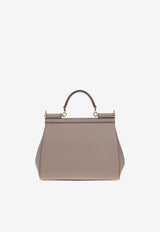 Dolce & Gabbana Large Sicily Leather Top Handle Bag Gray BB6002 B1001-80045