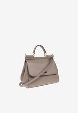 Dolce & Gabbana Large Sicily Leather Top Handle Bag Gray BB6002 B1001-80045