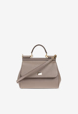 Dolce & Gabbana Large Sicily Leather Top Handle Bag Gray BB6002 B1001-80045
