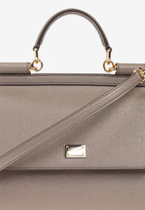 Dolce & Gabbana Large Sicily Leather Top Handle Bag Gray BB6002 B1001-80045