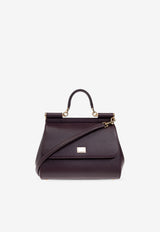 Dolce & Gabbana Large Sicily Leather Top Handle Bag Burgundy BB6002 B1001-8M073