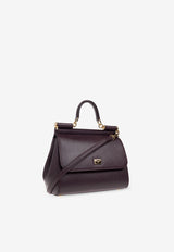 Dolce & Gabbana Large Sicily Leather Top Handle Bag Burgundy BB6002 B1001-8M073