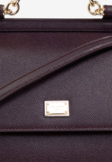 Dolce & Gabbana Large Sicily Leather Top Handle Bag Burgundy BB6002 B1001-8M073