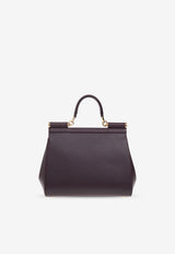 Dolce & Gabbana Large Sicily Leather Top Handle Bag Burgundy BB6002 B1001-8M073