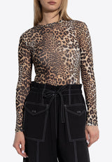 GANNI Animal Print Top Brown T4208 3693-943