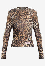 GANNI Animal Print Top Brown T4208 3693-943