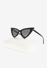 McQueen Sharp Cat-Eye Sunglasses Gray 832519 J0749-1056
