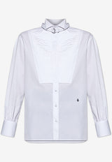 McQueen Stand-Collar Buttoned Shirt White 830388 QAABS-9000