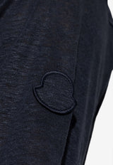 Moncler Logo Patch Linen Polo T-shirt Navy K10918A00021 89AZB-76I