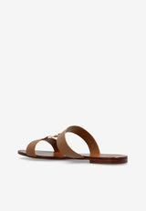 Dolce & Gabbana DG Logo Flat Slides Caramel CQ0608 AW576-8Z093