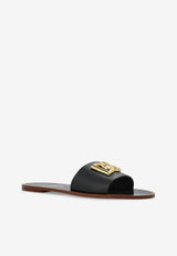 Dolce & Gabbana DG Logo Leather Flat Sandals Black CQ0619 AW576-80999