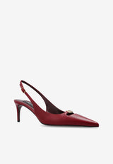 Dolce & Gabbana Lollo 60 Silk Nappa Slingback Pumps Bordeaux CG0796 A1953-80346