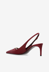 Dolce & Gabbana Lollo 60 Silk Nappa Slingback Pumps Bordeaux CG0796 A1953-80346