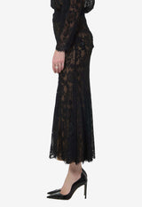 Self-Portrait Floral Lace Midi Skirt Black PF26032MSK--B