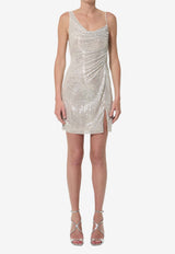 Self-Portrait Rhinestone Draped Mini Dress Champagne PF26041S--CH
