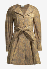 Animal Print Mini Chemisier Dress