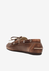 Miu Miu Vintage-Effect Leather Loafers Brown 5D123E0053F33/T_MIU-F0038