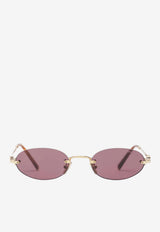 Miu Miu Oval-Frame Logo Sunglasses Pink 0MUA54SMET/S_MIU-5AK20Y