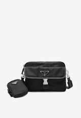 Prada Logo-Plaque Crossbody Bag Black 2VH133XMP2DMH/S_PRADA-F0002