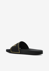 Versace Logo Beach Slides Black 1018496 1A17013-2B130
