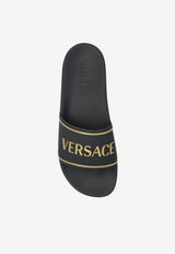 Versace Logo Beach Slides Black 1018496 1A17013-2B130