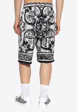 Dolce & Gabbana Majolica Print Silk Shorts Monochrome GV37AT HI1S6-HX5DQ