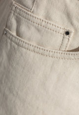 Moncler Logo Patch Corduroy Pants Cream K20912A00001 598RD-060