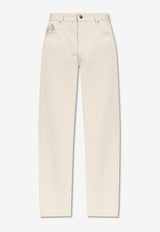 Moncler Logo Patch Corduroy Pants Cream K20912A00001 598RD-060