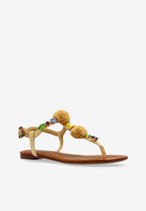 Dolce & Gabbana Raffia Crochet Embellished Sandals Beige CQ0656 AG997-8N084