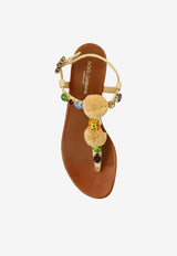Dolce & Gabbana Raffia Crochet Embellished Sandals Beige CQ0656 AG997-8N084
