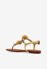 Dolce & Gabbana Raffia Crochet Embellished Sandals Beige CQ0656 AG997-8N084