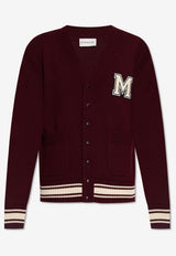 Moncler V-neck Wool Cardigan Burgundy K20919B00018 M1131-464