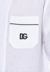 Dolce & Gabbana Logo-Embroidered Linen Shirt White G5IF1Z GJ765-W0800