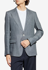 Dolce & Gabbana Single-Breasted Linen Blazer Gray G2QS6T FU4MF-N0701