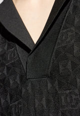 Dolce & Gabbana Silk Embossed Polo T-Shirt Black GXZ76T JBSLX-N0000
