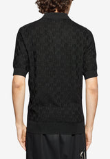 Dolce & Gabbana Silk Embossed Polo T-Shirt Black GXZ76T JBSLX-N0000