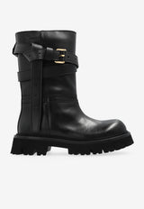 Moschino Belted Leather Ankle Boots Black MA26054G1N MJ5-000