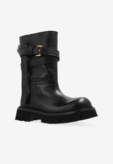 Moschino Belted Leather Ankle Boots Black MA26054G1N MJ5-000