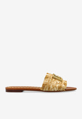 Dolce & Gabbana Bianca DG Logo Leather Flat Sandals Beige CQ0646 AN217-8B218