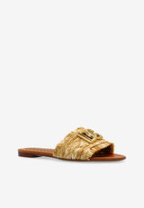 Dolce & Gabbana Bianca DG Logo Leather Flat Sandals Beige CQ0646 AN217-8B218