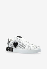 Dolce & Gabbana Portofino Embellished Leather Sneakers White CS1759 AH029-HA9EN
