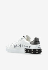 Dolce & Gabbana Portofino Embellished Leather Sneakers White CS1759 AH029-HA9EN