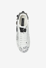Dolce & Gabbana Portofino Embellished Leather Sneakers White CS1759 AH029-HA9EN