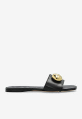 Loewe Pebble Flat Mules in Soft Calfskin Black L815465XB0 0-BLACK