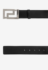 Versace Greca Buckle Leather Belt Black 1013861 DVTP1-1B00E