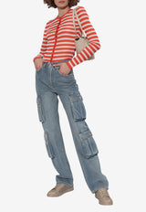 Dolce & Gabbana Red & Striped Viscose Cardigan Red FXVC6Z JAIRR-W8266