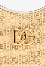 Dolce & Gabbana Raffia & Leather Logo Shoulder Bag Beige BB7598 AC705-8W047