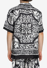 Dolce & Gabbana Baroque Print Short-Sleeve Silk Shirt White G5JH9T HI1S6-HX5DQ